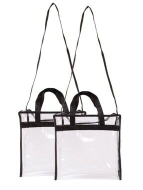 One Clear Vinyl Tote Bag with Black Trim and Straps